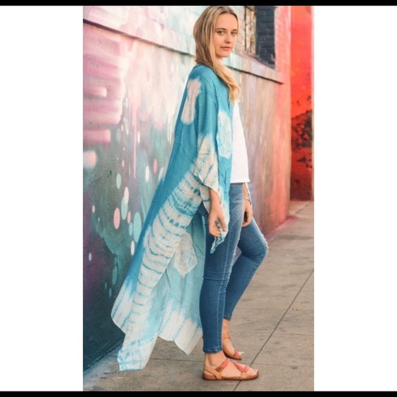 Accessories - Turquoise OS, Tie Dye Kimono/Duster NIP